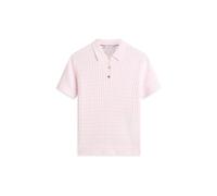 Poloshirt TOMMY HILFIGER "CO CABLE POLO-NK SS SWEATER", Damen, Gr. L (42/44), light pink, Single Jersey, Obermaterial: 100% Baumwolle, unifarben, regular fit hüftbedeckend, Rundhals, Shirts, mit Zopfm