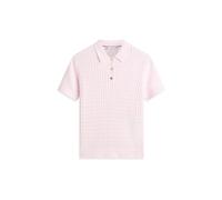 Poloshirt TOMMY HILFIGER "CO CABLE POLO-NK SS SWEATER", Damen, Gr. M (40), light pink, Single Jersey, Obermaterial: 100% Baumwolle, unifarben, regular fit hüftbedeckend, Rundhals, Shirts, mit Zopfmust