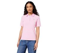 Poloshirt TOMMY HILFIGER "1985 REG PIQUE POLO", Damen, Gr. L (42/44), rose petal, ecru stripe, Piqué, Obermaterial: 96% Baumwolle, 4% Elasthan, gestreift, regular fit normal, Rundhals, abgesteppte Kan