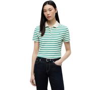 Poloshirt TOMMY HILFIGER "1985 Slim Fit Pique Premium", Damen, Gr. L (42/44), grün (breton stripe calico, courtside), Piqué, Obermaterial: 96% Baumwolle, 4% Elasthan, gestreift, slim fit hüftlang, Run