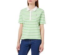 Tommy Hilfiger Damen Poloshirt Kurzarm 1985 Pique Stripe Polo Regular Fit, Weiß (Breton Stripes W White/Spring Lime), L