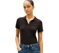 Tommy Hilfiger Damen Poloshirt Kurzarm 1985 Polo Slim Fit, Schwarz (Black), L