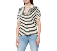 Tommy Hilfiger Damen Poloshirt Kurzarm Lyocell Relaxed ohne Knopfleiste, Mehrfarbig (Calico/Dark Night Navy STP), S