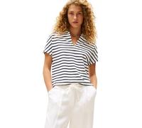 Tommy Hilfiger Damen Poloshirt Kurzarm Lyocell Tipping Open ohne Knopfleiste, Mehrfarbig (Breton/ECU/Dark Night Navy), M