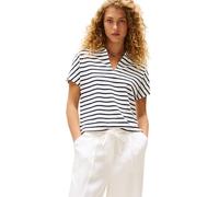 Tommy Hilfiger Damen Poloshirt Kurzarm Lyocell Tipping Open ohne Knopfleiste, Mehrfarbig (Breton/ECU/Dark Night Navy), S