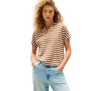 Tommy Hilfiger Damen Poloshirt Kurzarm Lyocell Tipping Open ohne Knopfleiste, Mehrfarbig (Hickory/Ecru STP), XXL