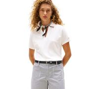 Tommy Hilfiger Damen Poloshirt Kurzarm Lyocell Tipping Open ohne Knopfleiste, Weiß (Ecru), XXS