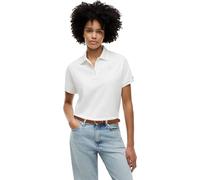 Poloshirt TOMMY HILFIGER "TH SCRIPT MODERN SS POLO", Damen, Gr. L (42/44), ecru, Single Jersey, Obermaterial: 96% Baumwolle, 4% Elasthan, unifarben, regular fit normal, Rundhals, eingesetzt gerader Ab