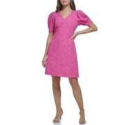 Tommy Hilfiger Damen Puff Sleeve V-Neck Shift Mini Dress Kleid, Knallpink (Hot Pink), 40