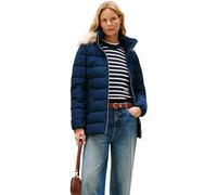 Steppjacke TOMMY HILFIGER "MW DOWN SLIM JACKET WITH FUR", Damen, Gr. XL (42), blau (schwarz night navy), Web, Obermaterial: 100% Polyester, unifarben, slim fit, Jacken Steppjacke, mit Fellimitat (1202