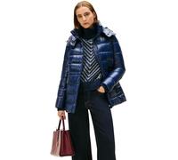 Steppmantel TOMMY HILFIGER "GLOSS HW DOWN WAIST REG COAT", Damen, Gr. XXL (44), blau (schwarz night navy), Steppware, Obermaterial: 100% Nylon, unifarben, hüftbedeckend, Mäntel Steppmantel, in leicht