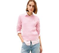 Tommy Hilfiger Damen Pullover Cable aus Baumwolle, Rosa (Bonita Pink), M