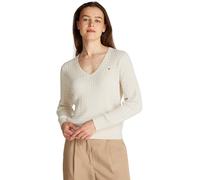 Tommy Hilfiger Regular Fit Strickpullover aus reiner Baumwolle in Weiss, Größe XXL