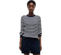 Tommy Hilfiger Damen Pullover Cable Fine Zopfstrick, Blau (Breton STP Dark N Navy/Ivory Petal), XL