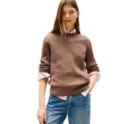 Tommy Hilfiger Damen Pullover Cable Fine Zopfstrick, Braun (Hot Coco), L