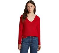 Tommy Hilfiger Damen Pullover Cardi Fine V-Ausschnitt, Rot (Primary Red), XXS