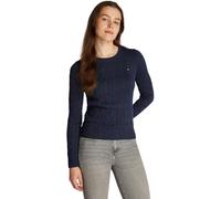 Tommy Hilfiger Damen Pullover Co Cable Rundhalsausschnitt, Blau (Dark Night Navy), 3XL