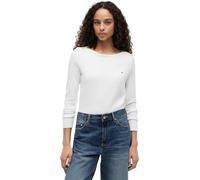 Strickpullover TOMMY HILFIGER "CO JERSEY STITCH V-NK SWEATER", Damen, Gr. XXS (32), beige (ecru), Feinstrick, Obermaterial: 67% Baumwolle, 33% Polyamid, unifarben, Basic normal, U-Boot-Ausschnitt, Bün