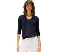 Tommy Hilfiger Damen Pullover CO JERSEY STITCH V‑NK V‑Ausschnitt Blau (Desert Sky) XXL (44)