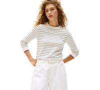 Tommy Hilfiger Damen Pullover Jersey Fine mit Rundhalsausschnitt, Mehrfarbig (Ivory Silk/Dark Night Navy Fine STP), S