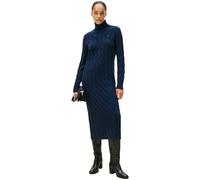 Strickkleid TOMMY HILFIGER "SOFT WOOL CABLE ROLL-NK LS DRESS", Damen, Gr. XXXL(46), N-Gr, blau (schwarz night navy), Strick, Obermaterial: 100% Wolle, unifarben, Kleider, mit Zopfmuster, aus reiner Wo
