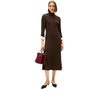 Strickkleid TOMMY HILFIGER "SOFT WOOL LS MOCK-NK SWT DRESS", Damen, Gr. M (38), N-Gr, braun (schwarz coffee), Feinstrick, Obermaterial: 100% Wolle, unifarben, Rundhals, Kleider Strickkleid, aus reiner