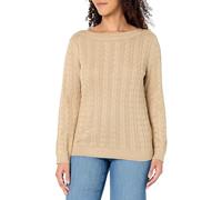 Tommy Hilfiger Damen-Pullover mit 3/4-Ärmeln, U-Boot-Ausschnitt, Light Heather Rehkitz, Klein