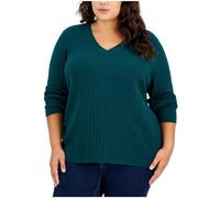 Tommy Hilfiger Damen Pullover mit V-Ausschnitt, Wald, 0X