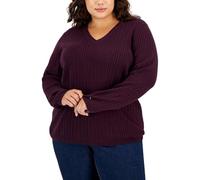 Tommy Hilfiger Damen-Pullover mit Zopfstrick, Deep Aubergine, 1X