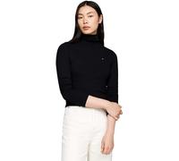 Langarmshirt TOMMY HILFIGER "SLIM 5X2 RIB ROLL-NK LS" Gr. XL, schwarz (black) Damen Shirts (92347148-XL) black