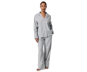 Tommy Hilfiger Damen Pyjama-Set Stripe Lang, Grau (Thin Stripe Light Grey), XL