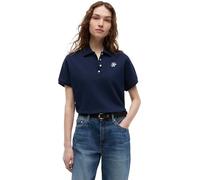 Poloshirt TOMMY HILFIGER "TH SCRIPT MODERN SS POLO", Damen, Gr. XS (34), blau (schwarz night navy), Single Jersey, Obermaterial: 96% Baumwolle, 4% Elasthan, unifarben, regular fit normal, Rundhals, ei