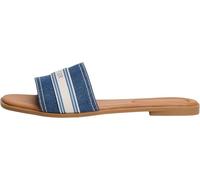 Tommy Hilfiger Damen Sandalen Flat Mule Webbing mit Gurtband-Riemen, Blau (Denim), 41