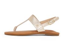 Tommy Hilfiger Damen Sandalen Metallic Leather Thong Zehentrenner, Gold (Gold), 36