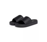 Pantolette TOMMY HILFIGER "TH PLATFORM POOL SLIDE" Gr. 38, schwarz Damen Schuhe Pantoletten mit Logoprägung (10895621-38)