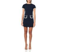 Tommy Hilfiger Damen Scuba Crepe Colorblock Pocket Shift, Sky Captain/Elfenbein, 34/Petite