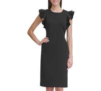 Tommy Hilfiger Damen Scuba Flatterärmeln Kleid, schwarz, 44