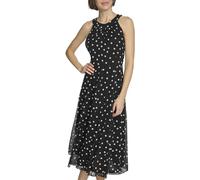 Tommy Hilfiger Damen Chiffon Midi Dress Kleid, Schwarz/Elfenbein, 40