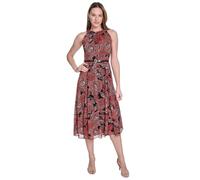 Tommy Hilfiger Damen Sleeveless Halter Neck Fit & Flare Midi Dress Lässiges Kleid, Sky Captain/Samba, 40