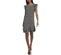 Tommy Hilfiger Damen Flutter Sleeve Scuba Dress Kleid, Schwarz/Elfenbein, 40