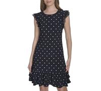 Tommy Hilfiger Damen Sleeveless Round Neck Ruffle Trim Mini Dress Kleid, Sky Captain/French Blue, 40