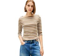 Tommy Hilfiger Damen Slim Cody Boat-NK 3/4SLV WW0WW40589 L/S T-Shirt, Braun (Nordic Taupe/Ecru STP), L, Braun (Nordic Taupe/Ecru STP), L
