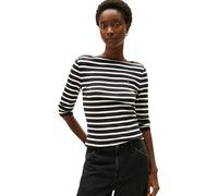 Tommy Hilfiger Damen Slim Cody Boat-NK 3/4SLV WW0WW40589 L/S T-Shirt, Schwarz (Black/Ecru STP), S, Schwarz (Schwarz/Ecru STP), S