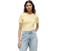 Tommy Hilfiger Damen Slim Cody C-Nk Ss Ww0Ww40587 S/S T-Shirt, Gelb (Fine STP Citronella/Ecru), M