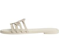 Tommy Hilfiger Damen Slipper Script Flat Mule aus Leder, Beige (Classic Beige), 41