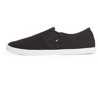 Slip-On Sneaker TOMMY HILFIGER "CANVAS SLIP-ON SNEAKER", Damen, Gr. 38, schwarz, Baumwolle, sportlich, Schuhe, Freizeitschuh, Schlüpfschuh, Slipper, Halbschuh, Flaggen-Stickerei (82052869-38) schwarz