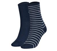TOMMY HILFIGER Damensocken Doppelpack Uni/Ringel dunkelblau Größe 39-42