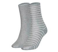 Tommy Hilfiger Damensocken 2er-Pack Uni/Ringel Grau Größe 35-38
