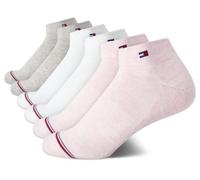 Tommy Hilfiger Damen-Socken, 6er-Pack, Flagge, Sportkissen, kurze Crew-Socken, Pinkes Logo, 36.5-43 EU
