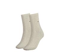 Socken TOMMY HILFIGER "TH WOMEN SOCK CASUAL 2P", Damen, Gr. 39-42, beige (light beige melange), Baumwollmischung, Elasthan, Polyamid, meliert, unifarben, elastisch, Socken, mit flacher Zehennaht (5614